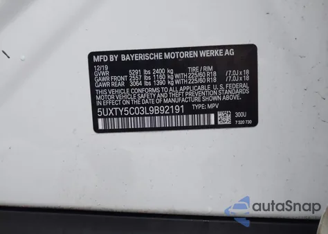 2020 BMW X3 xDrive30I from USA, damaged, VIN 5UXTY5C03L9B92191